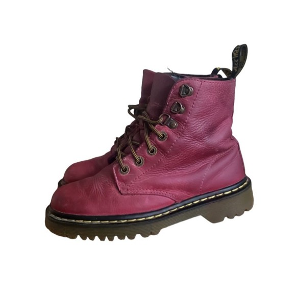 Dr Martens Women's Luana AW004 Cherry Red Leather Combat Boots Size 5 - Picture 4 of 11